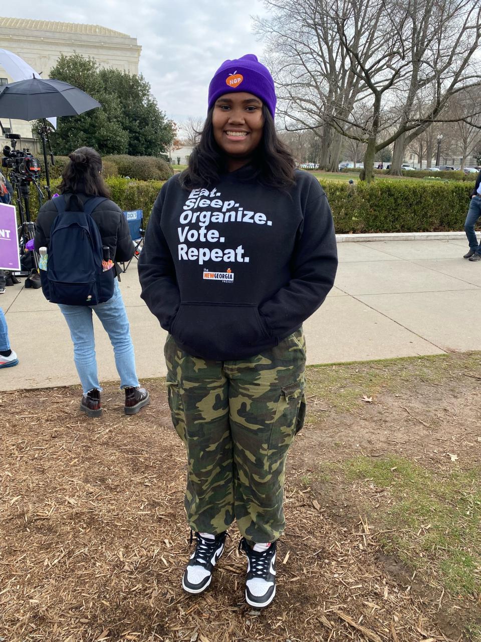 Maggie Bell, 24 and the organizer of a group called Cancel Loans for Education and Reparations, graduated from Albany State University, a Georgia HBCU. She used a Pell Grant and has roughly $40,000 in debt. Of that, $30,000 is federal student loan debt, so President Joe Biden's proposal to forgive $20,000 of that would be lifechanging. She and others from the group traveled to the Supreme Court in Washington during arguments on Biden's loan forgiveness proposal.