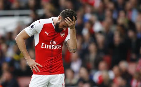 Britain Football Soccer - Arsenal v Manchester City - Premier League - Emirates Stadium - 2/4/17 Arsenal's Olivier Giroud looks dejected Reuters / Eddie Keogh Livepic