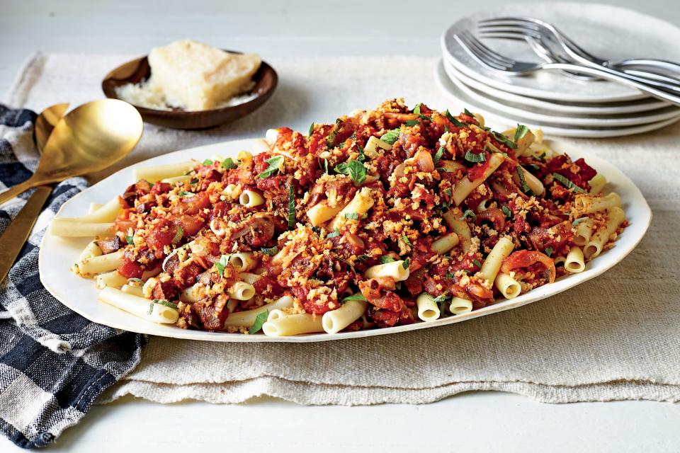 Ziti with Mushroom, Fennel, and Tomato Ragu