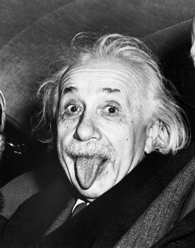 Famous photo of Albert Einstein with his tongue out.