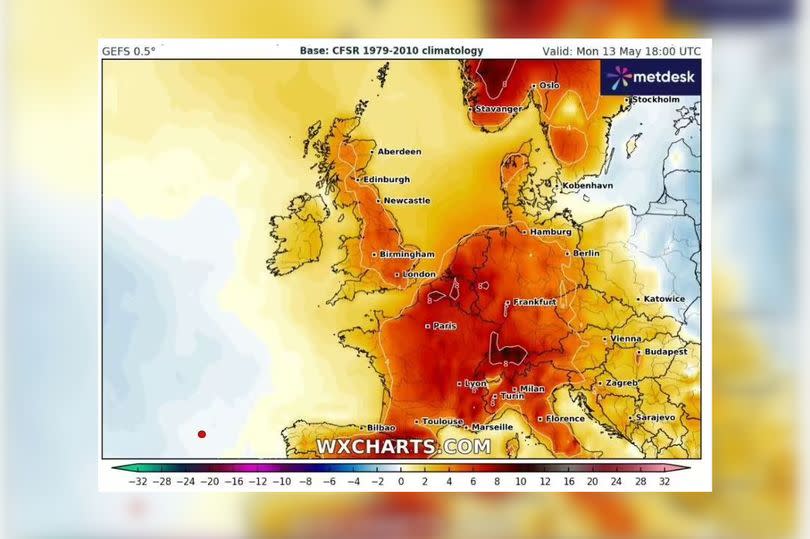Weather maps show the UK will experience temperatures exceeding 20C