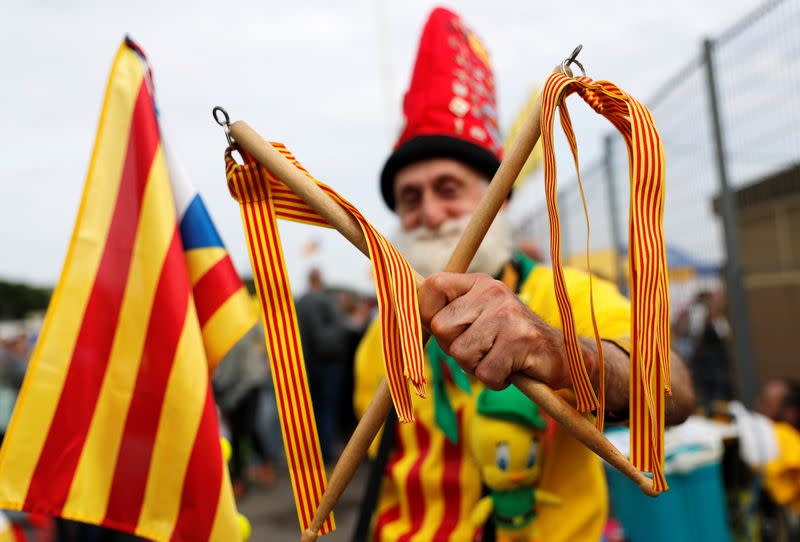 Catalan separatist leader Carles Puigdemont holds a rally in Perpignan