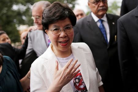 World Health Organization (WHO) Director-General Margaret Chan arrives at the IMIP hospital in Recife, Brazil February 24, 2016. REUTERS/Ueslei Marcelino