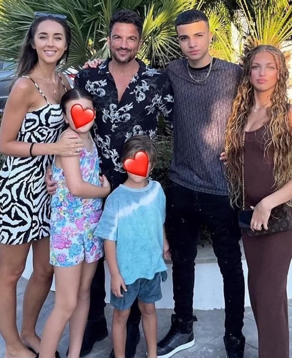 Emily MacDonagh with Peter Andre, their children, and her stepkids, Junior and Princess (Instagram / Emily MacDonagh)