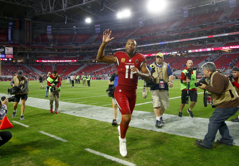 Arizona Cardinals wide receiver Larry Fitzgerald (11) will return for another season, the team said. (AP)