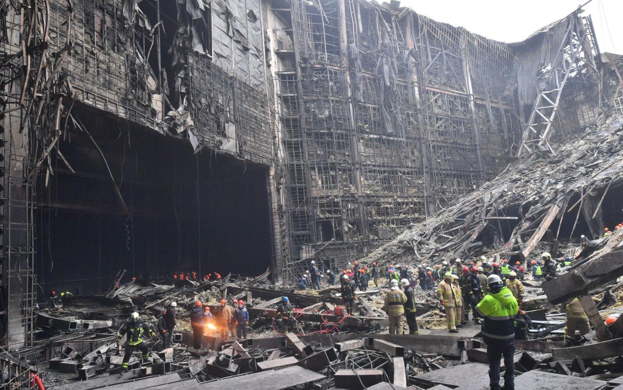 Inside the destroyed Crocus City Hall in Moscow