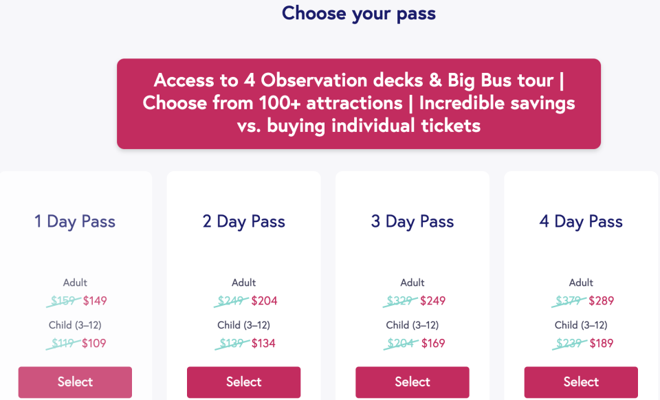 The New York Pass comes in Day Passes based on your needs