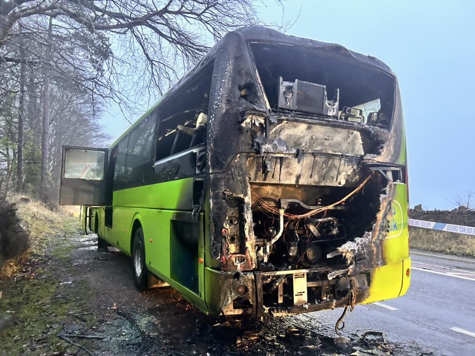 Swindon Advertiser: The burnt out wreckage of an IGO Bus