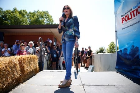 Democratic 2020 U.S. presidential candidate and author Marianne Williamson speaks at the Iowa State Fair in Des Moines