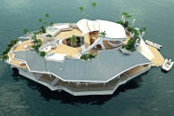 A handout computer generated image released on June 25, 2012 by OrsosIsland shows a a man-made, floating "island" developed by an Austrian firm. Measuring 20 by 37 metres (66 by 121 feet), the "Orsos Island" has no engine but can be anchored anywhere its owners choose and then towed to another location the other side of the world if they so wish, Hungarian-born entrepreneur Gabor Orsos said. CSIKOSDESIGN.HU/ORSOSISLAND