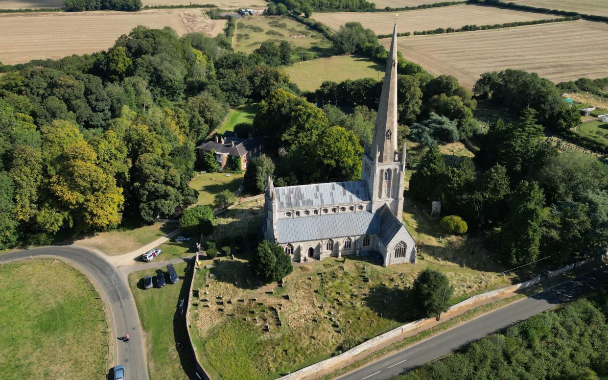 Lord Fellowes's funeral was held at St Mary's Church in Snettisham