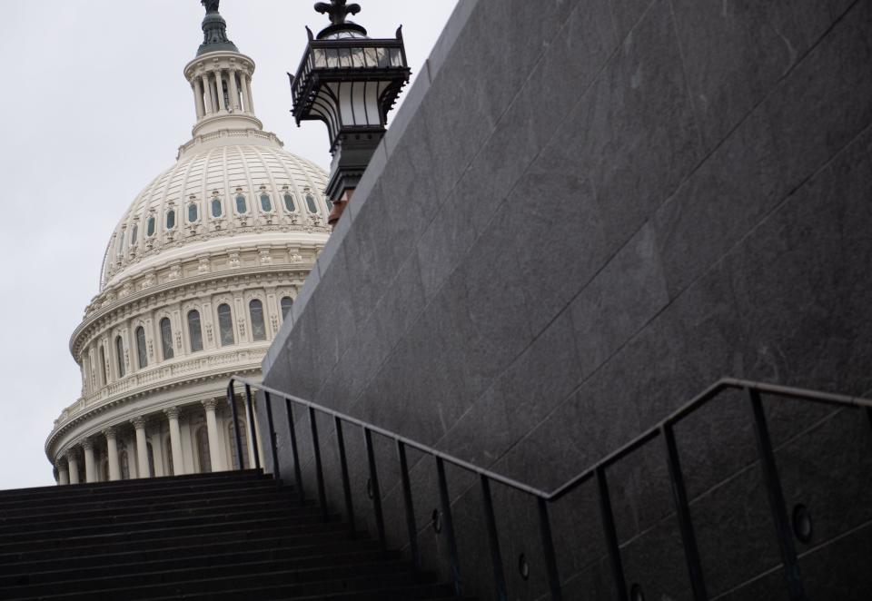 The US Capitol building is seen following the passage of a House resolution formalizing the impeachment inquiry centered on US President Donald Trump in Washington, DC, October 31, 2019. (Photo by SAUL LOEB / AFP) (Photo by SAUL LOEB/AFP via Getty Images)