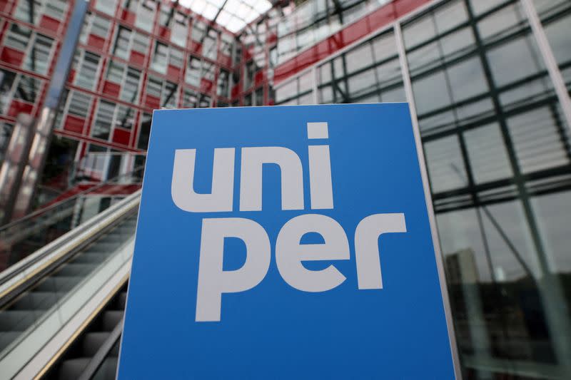 FILE PHOTO: The Uniper logo is seen in front of the utility's firm headquarters in Duesseldorf