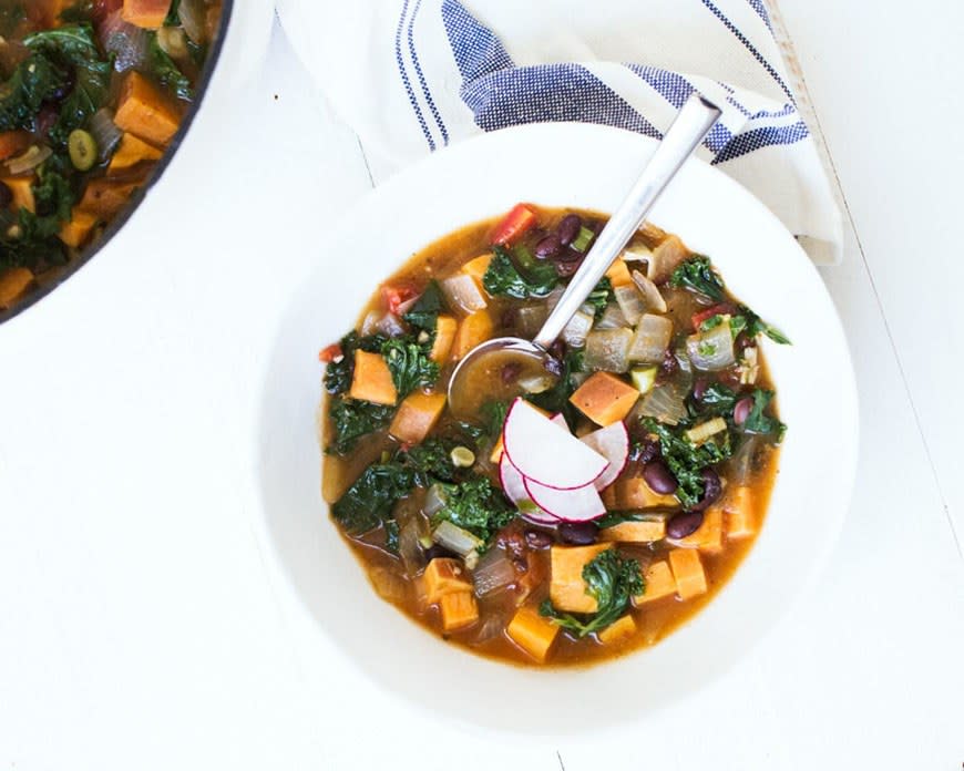 Hearty Sweet Potato and Kale Soup from A Couple Cooks