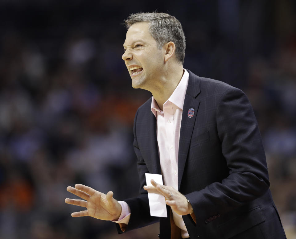 UMBC head coach Ryan Odom used to be a ball boy for the University of Virginia. (AP Photo/Gerry Broome)