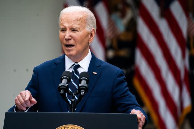 Biden delivers remarks during an event to promote American investment and jobs in the White House Rose Garden on May 14, 2024. Call, a high-level Biden appointee, resigned from the Interior Department on Wednesday in protest over Biden's policy. Biden administration for Gaza.