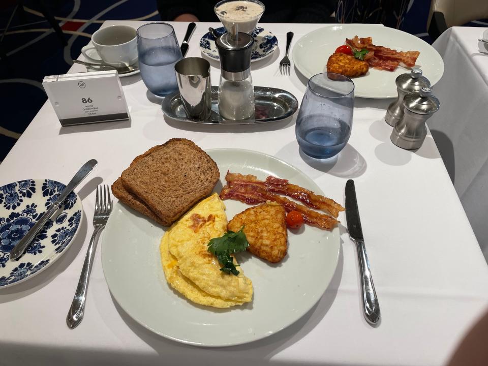 Breakfast in the dining room on Holland America's Rotterdam ship.