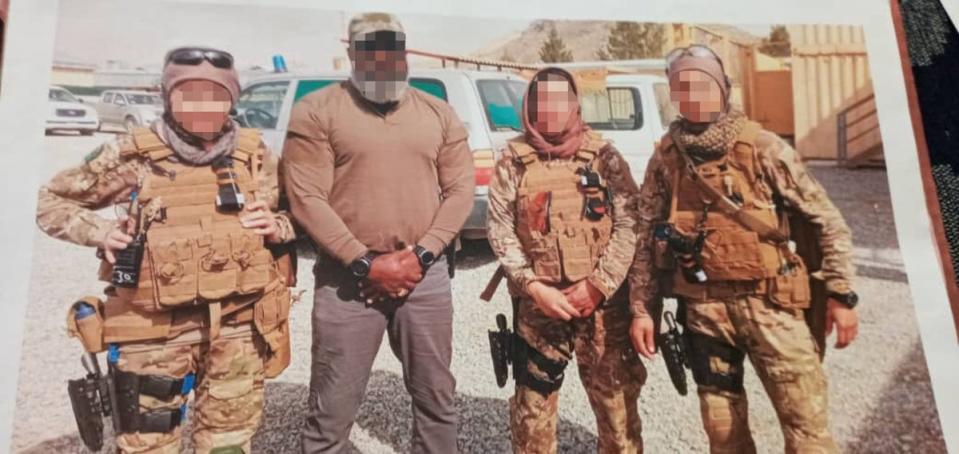 Zahab, centre right, was trained to gather intelligence on UK and Afghan missions in Afghanistan (Supplied)