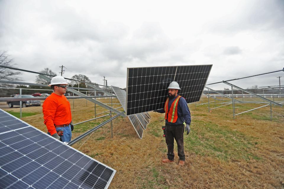 Shelby County is starts to install solar panels at its East Data Center and Code Enforcement buildings. Will Scholtens and Ernie Ardon are two solar panel installers on the project. We got a chance to see the process on Jan. 11, 2023 in Memphis. 