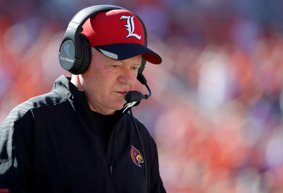 Bobby Petrino was fired by Louisville on Sunday. (Getty Images)