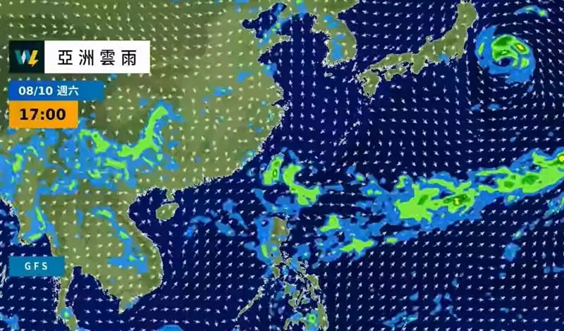 瑪莉亞颱風目前在日本東南方海面，預測下周二到三將侵襲日本本州北部。（圖／翻攝自天氣風險 WeatherRisk 臉書）