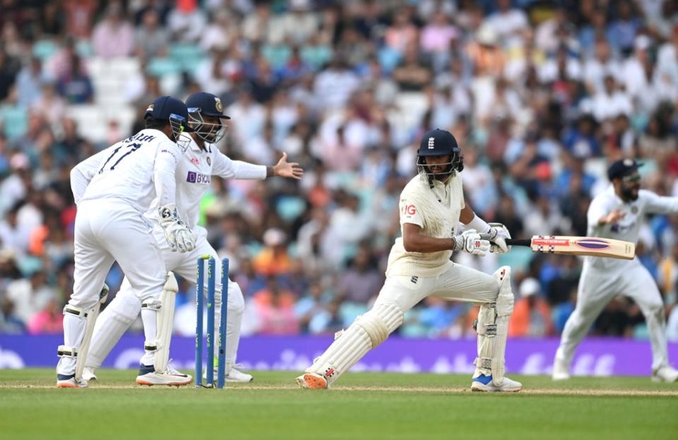 Hameed is bowled by Ravindra Ja in the fourth Test against India (Getty)