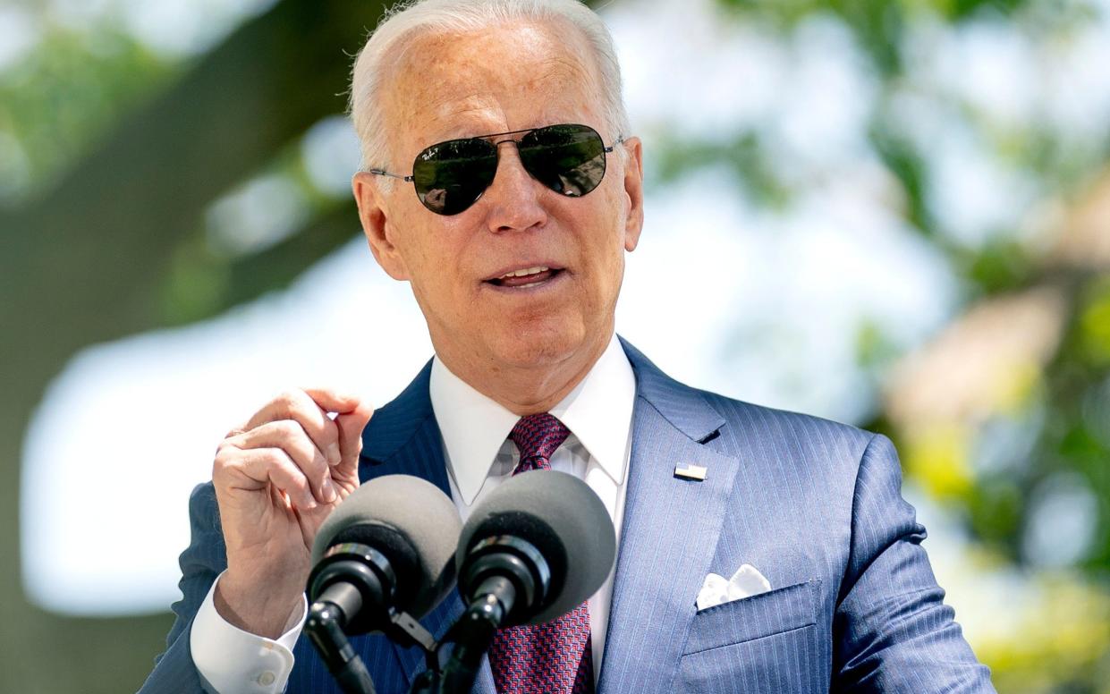 US President Joe Biden speaks on the North Lawn of the White House in Washington, DC, USA, on 27 April 2021 -  Stefani Reynolds/Shutterstock