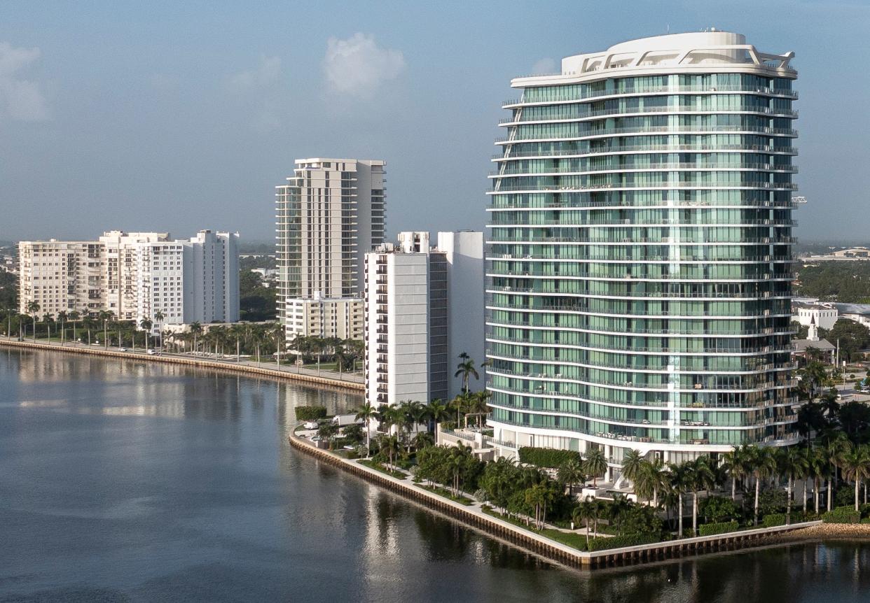 The Bristol condominium on the Intracoastal Waterway in West Palm Beach, Florida on July 21, 2023.