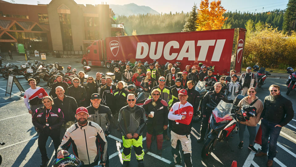 Riders participating in the 2022 Ducati Giro Alpino in Colorado.