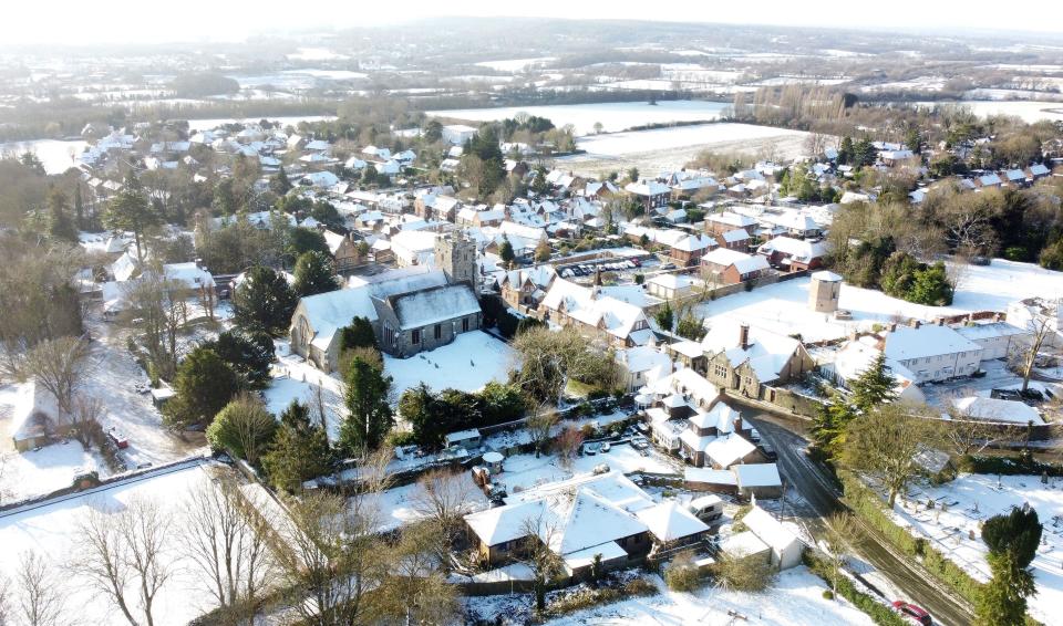 A view over Wrotham in Kent as snow and ice remain following yesterday's snowfall. Picture date: Tuesday January 9, 2024.
