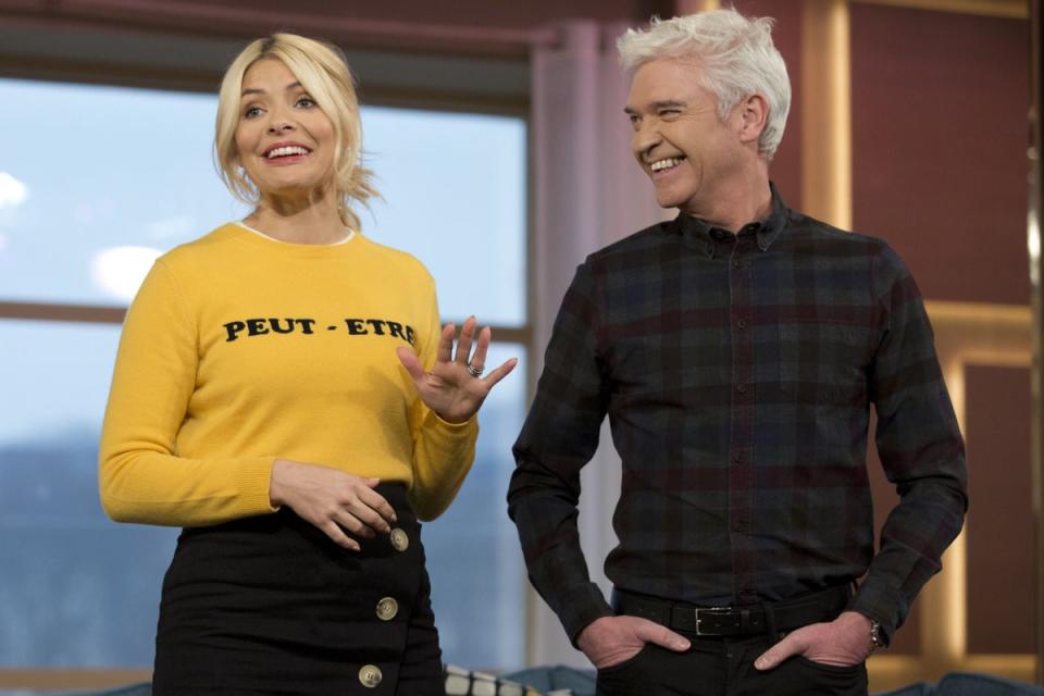 ‘This Morning’ presenters Holly Willoughby and Phillip Schofield during a photocall at the ITV Studios in 2018 (PA)
