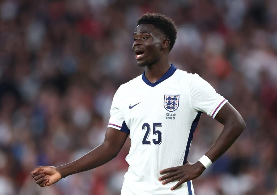 LONDON, ENGLAND – 7. JUNI: Bukayo Saka aus England während des internationalen Freundschaftsspiels zwischen England und Island im Wembley-Stadion am 7. Juni 2024 in London, England.  (Foto von: Alex Bantling/Getty Images)