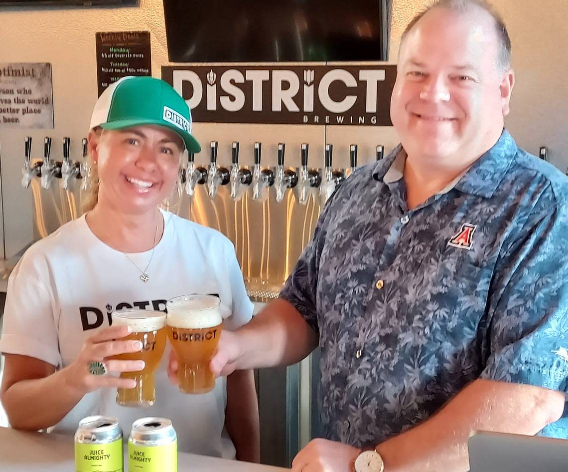 District Brewing Co.’s owners, Mark and Amy Shintaffer, who now have taprooms in Mount Vernon, Ferndale and Lynden, Washington.
