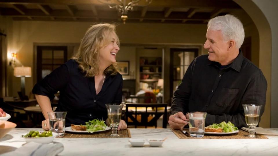 Meryl Streep and Steve Martin share a laugh in "It's Complicated"
