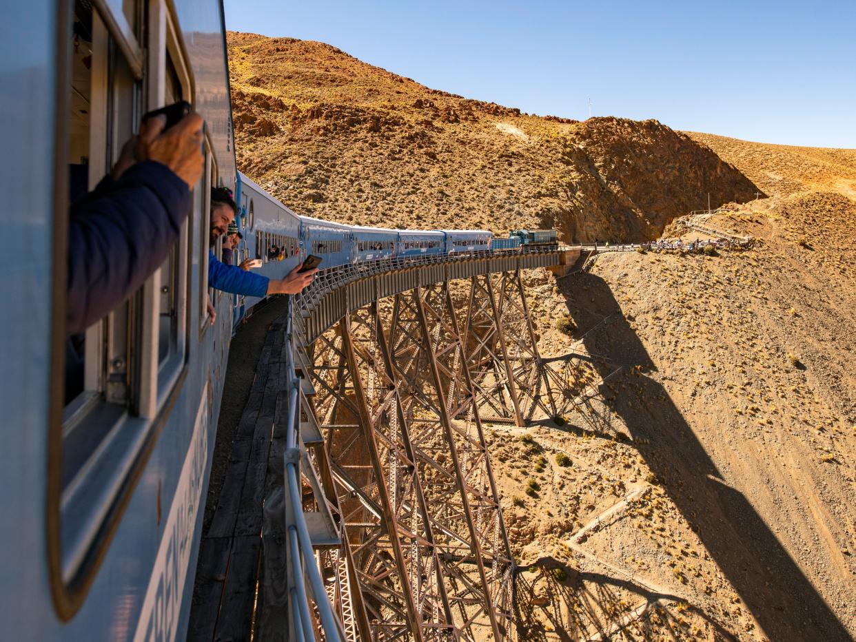 SAN ANTONIO DE LOS COBRES, ARGENTINA — view of viaduct from tren a las nubes