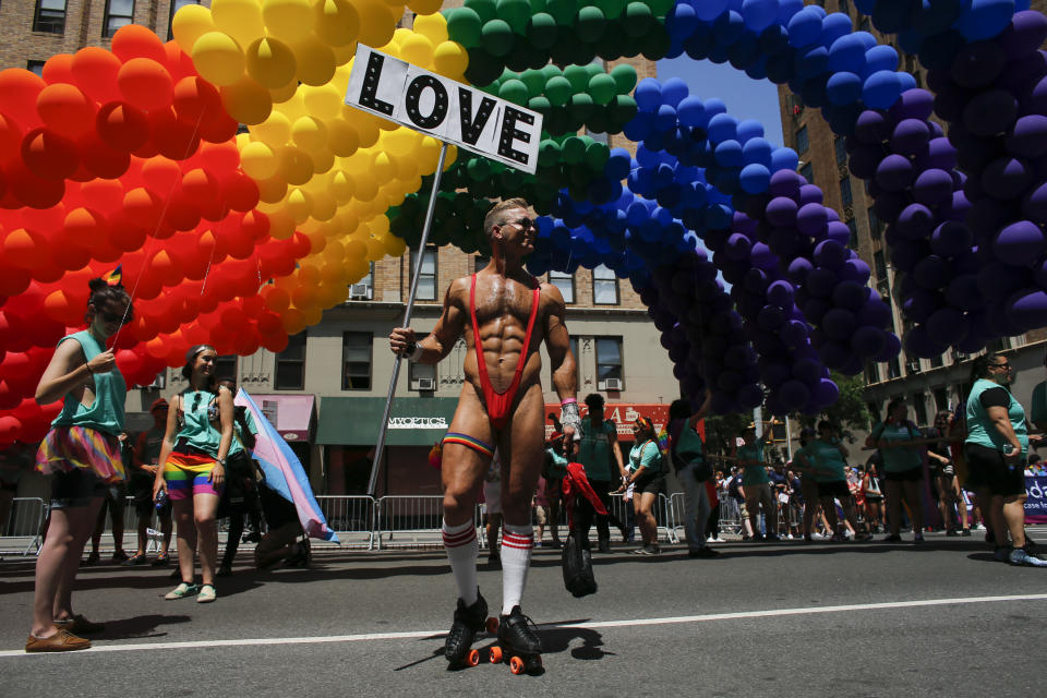 <p>A reveler attends the annual Pride Parade on June 24, 2018 in New York City. (Photo: Kena Betancur/Getty Images) </p>