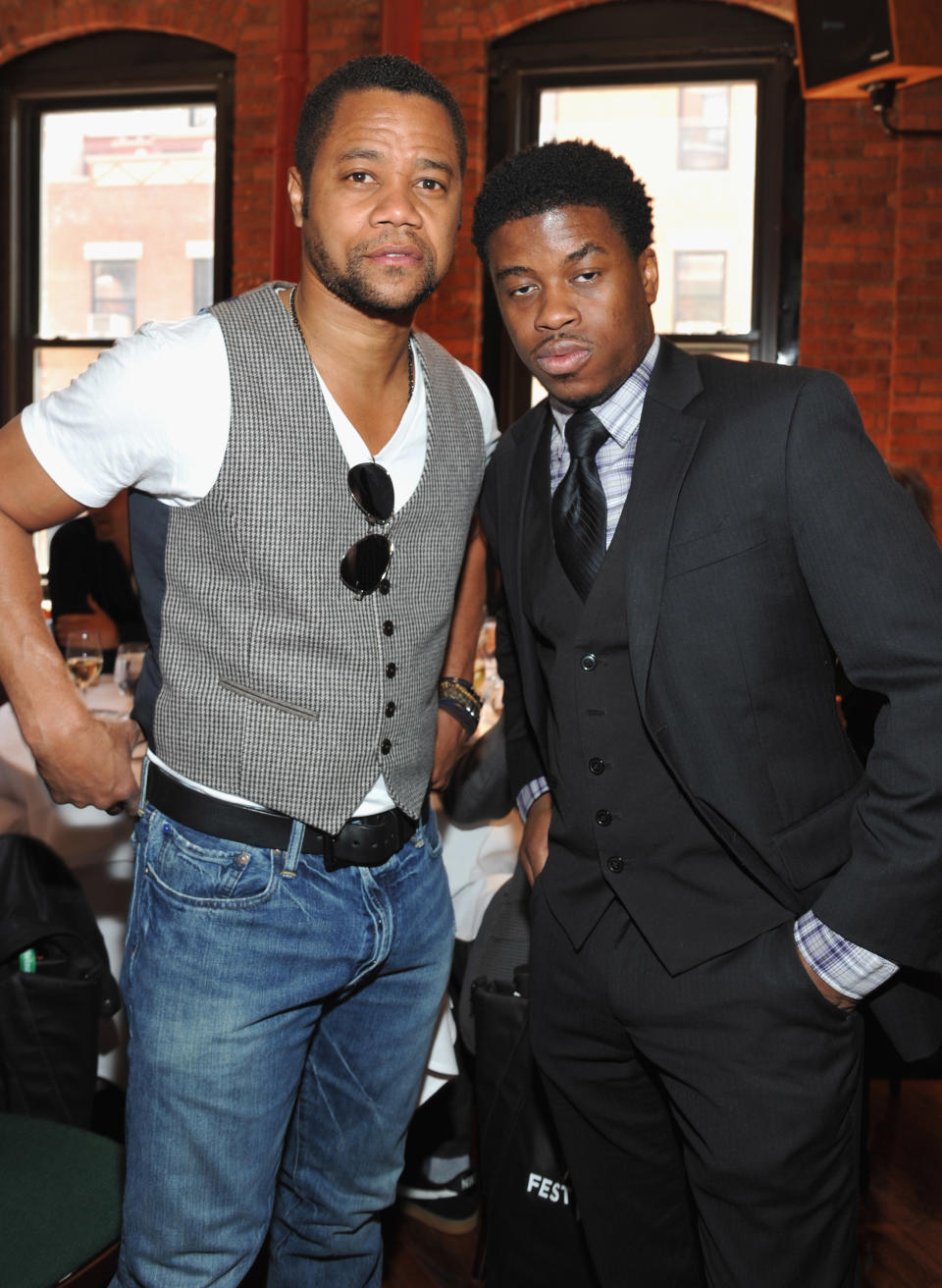 NEW YORK, NY - APRIL 19: Actor Cuba Gooding Jr. (L) and guest attend the 2012 Tribeca Film Festival Jury lunch at the Tribeca Grill Loft on April 19, 2012 in New York City. (Photo by Mike Coppola/Getty Images for Tribeca Film Festival)