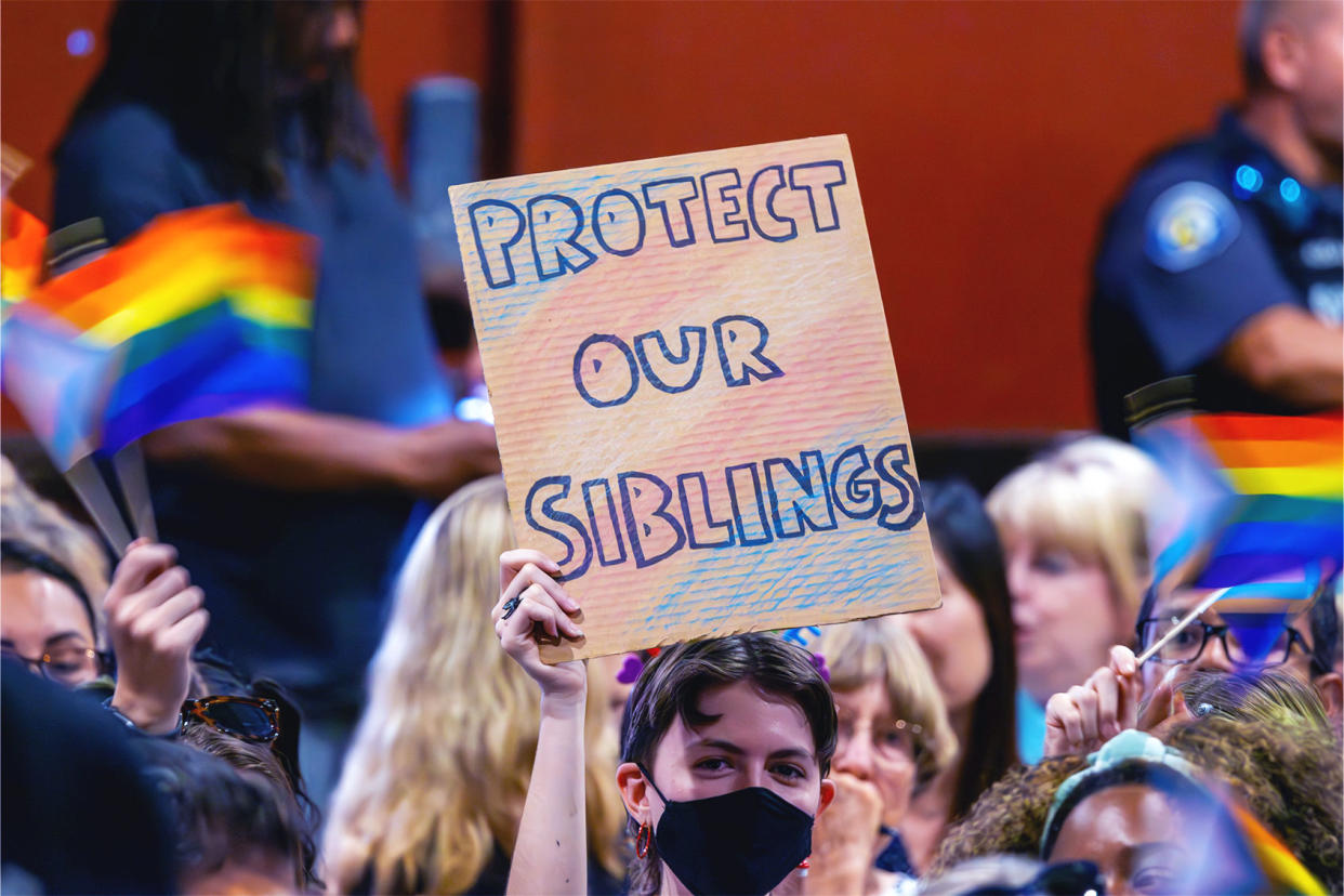 Trans activist school board meeting David McNew/Getty Images