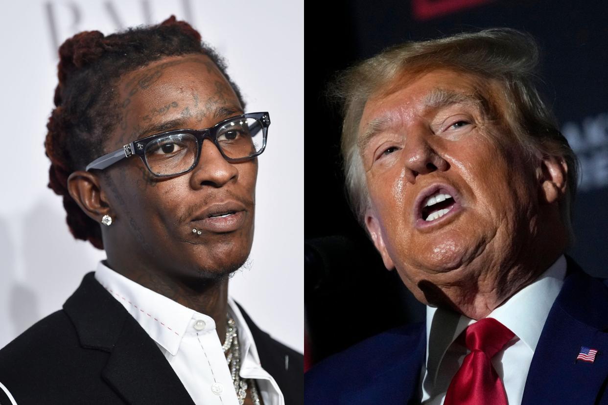 Profile of Young Thug, left, and Donald Trump, right.