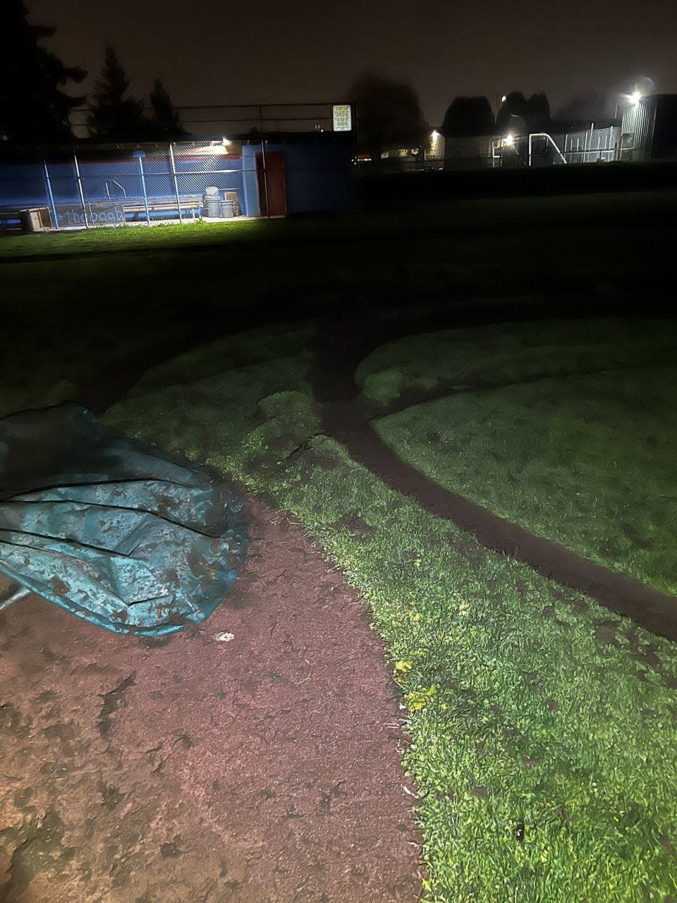 Gilmore Field was vandalized Monday night.