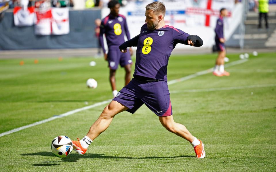 Everyone takes part in the training session, even Luke Shaw