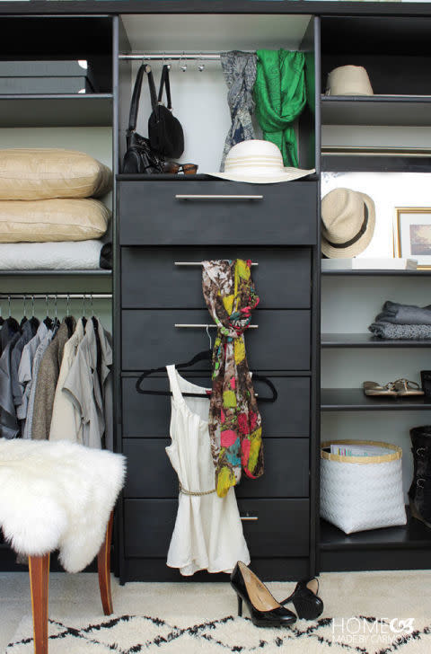 <p>Prepare to be amazed by this blogger's DIY: She used IKEA's RAST dresser<span> and two bookshelves to turn a blank wall into the ultimate clothing organiser.</span></p><p><em><a rel="nofollow noopener" href="http://www.homemadebycarmona.com/how-to-wardrobe-hack/" target="_blank" data-ylk="slk:See more at Homemade by Carmona »;elm:context_link;itc:0;sec:content-canvas" class="link ">See more at Homemade by Carmona »</a></em></p>