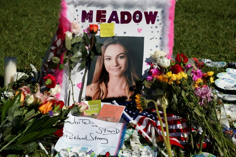 A memorial for Meadow Pollack, one of the 17 people shot dead at Marjory Stoneman Douglas High School in Parkland, Florida