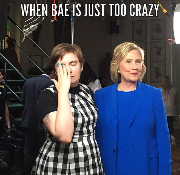 Lena posted this meme to her Instagram account following the interview with Hillary.