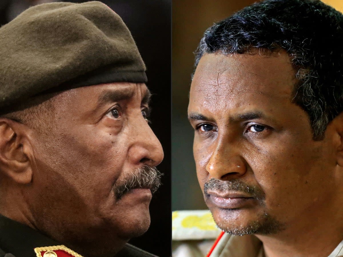 Deadly battles broke out between supporters of rival generals Abdel Fattah al-Burhan (L), Sudan’s army chief, and RSF commander, General Mohamed Hamdan Daglo (AFP via Getty Images)