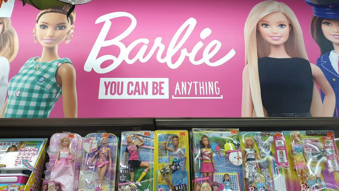 Barbie on shelf from brand Mattel