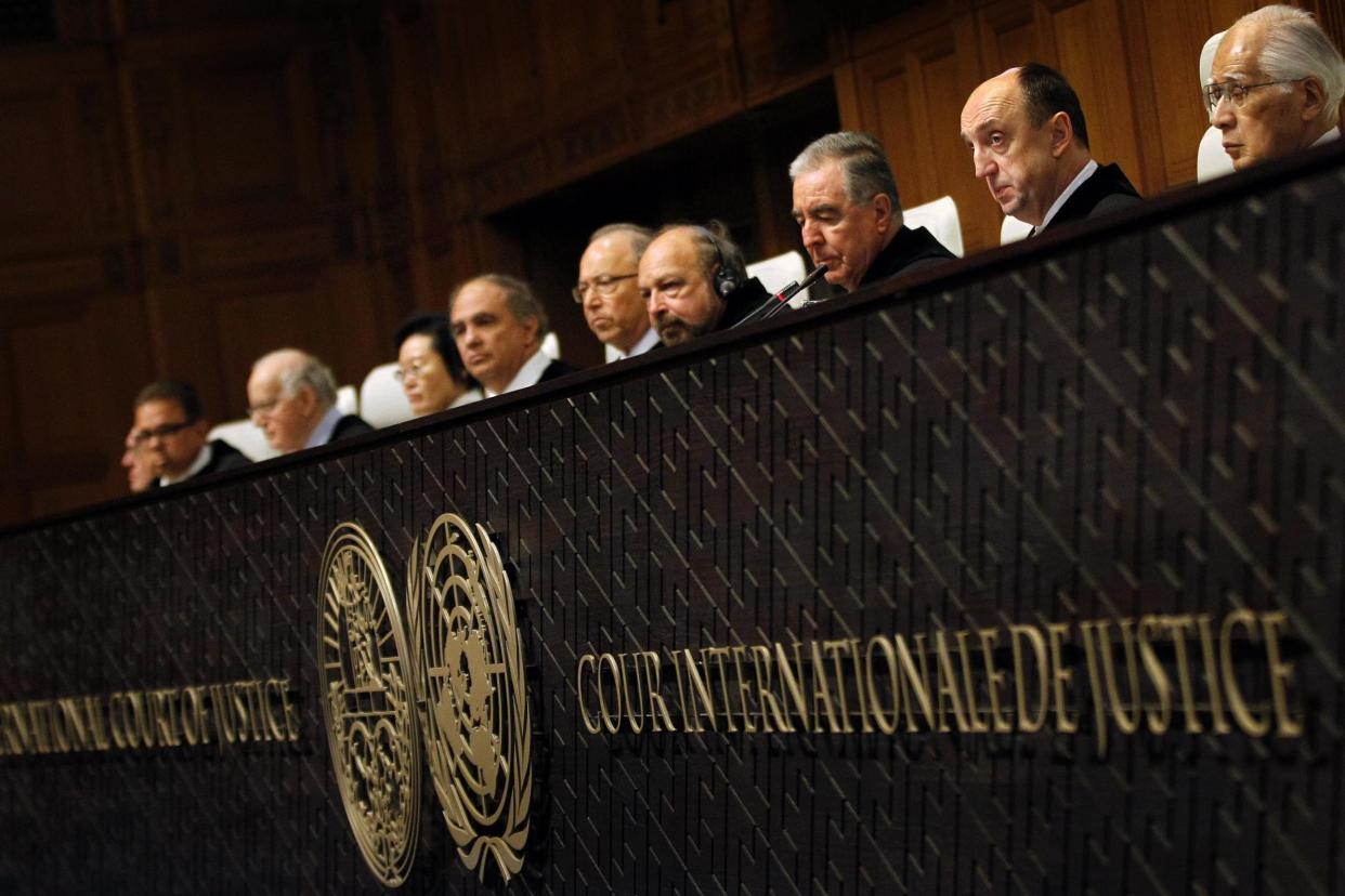 Judges sit on the bench of the International Court of Justice: AFP/Getty Images