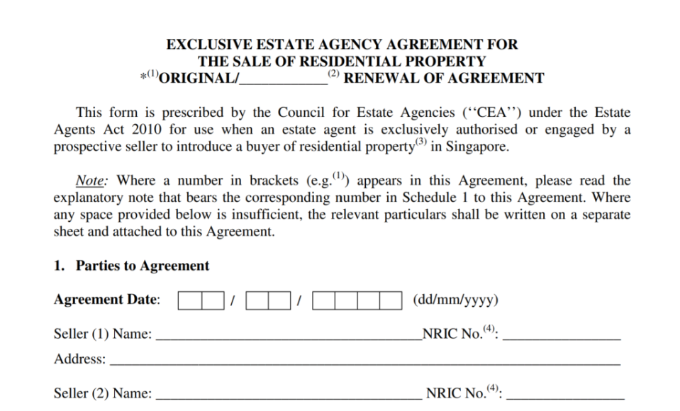 Exclusive Estate Agency Agreement sample