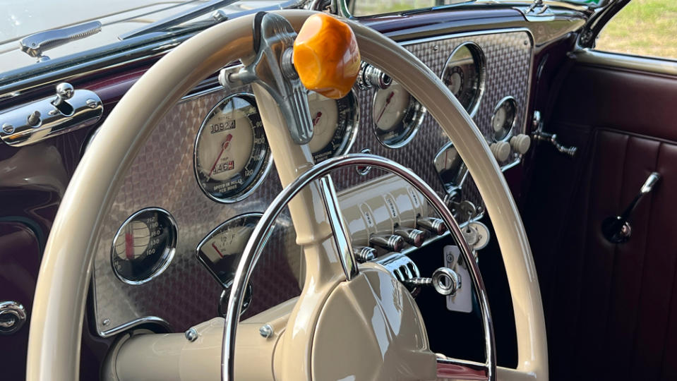 The interior of Amelia Earhart's 1937 Cord 812 Phaeton Convertible.