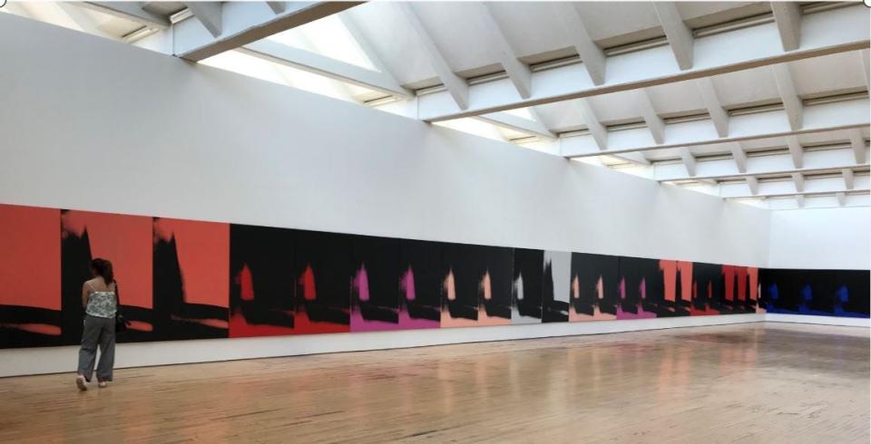 Andy Warhol’s “Shadows” is a series of 72 silk-screened art works hung side by side that wrap completely around an exhibition hall in Dia Beacon, a contemporary art museum in Beacon, N.Y.